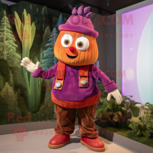 nan Beet mascot costume character dressed with a Corduroy Pants and Bracelet watches