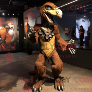 Brun Utahraptor maskot...