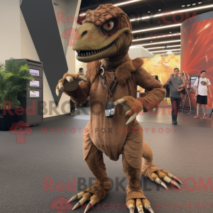 Brun Utahraptor maskot...