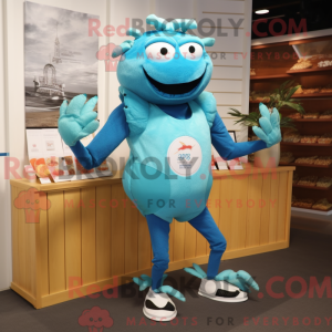 Personaggio mascotte ciano...