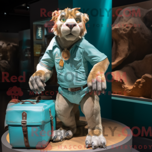 Turquoise Smilodon mascot...