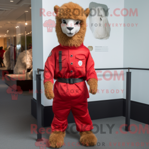 Rode Alpaca mascottekostuum...
