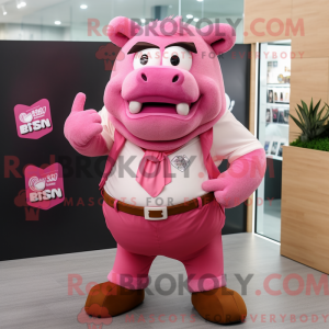 Rosa bison-maskotdraktfigur...