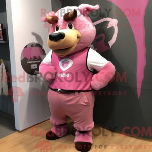 Pink Bison maskot kostume...
