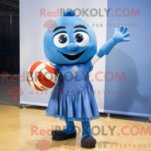 Blå volleyball bold maskot...