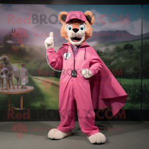 Pink Panther mascot costume character dressed with a Windbreaker and Belts