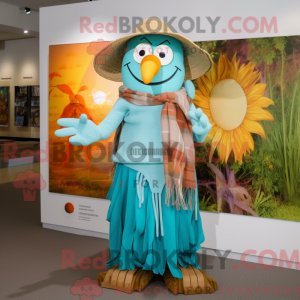 Turquoise Scarecrow mascot...