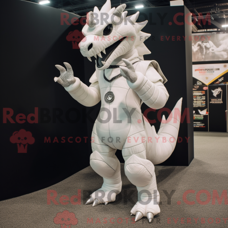 Fantasia de mascote dragão branco com macacão e palmilhas - Mascotes da fruta do dragão - REBROKO_355060 - RedBrokoly.com