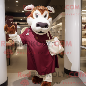 Maroon Jersey Cow mascot...