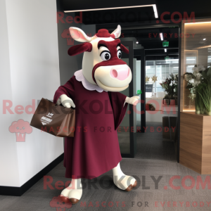 Maroon Jersey Cow maskot...