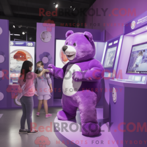 Purple Bear maskot kostume...