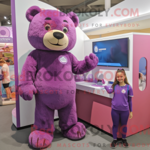 Purple Bear mascot costume...