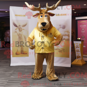 Gold Moose-maskotdraktfigur...