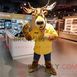 Gold Moose maskot kostume...