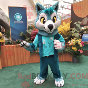 Teal Wolf-mascottekostuum...