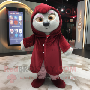Maroon Shakshuka mascot costume character dressed with a Coat and Pocket squares