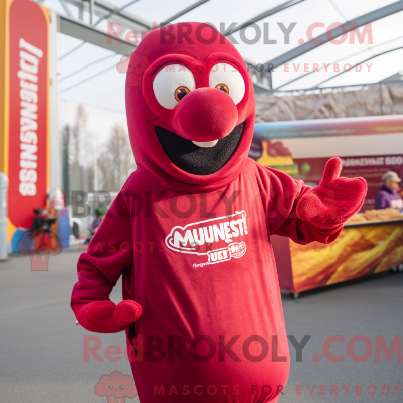 Fantasia de mascote Currywurst magenta com moletom e gorros - Mascotes Currywurst - REBROKO_355225 - RedBrokoly.com