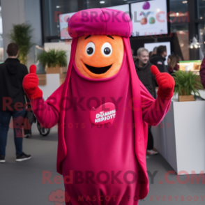 Fantasia de mascote Currywurst magenta com moletom e gorros - Mascotes Currywurst - REBROKO_355226 - RedBrokoly.com