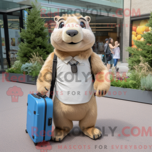 Beige Marmot mascot costume...