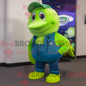 Lime grønn blåhval maskot...