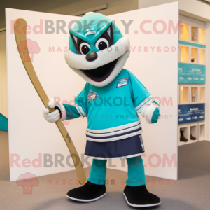 Blågrøn ishockeystav maskot...