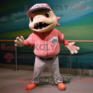 Pink laks maskot kostume...