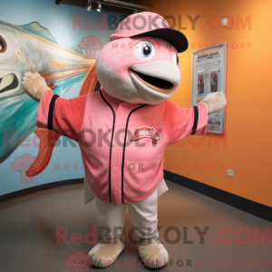 Pink laks maskot kostume...