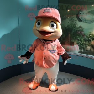Pink laks maskot kostume...