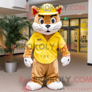 Geel Bobcat-mascottekostuum...