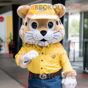 Geel Bobcat-mascottekostuum...