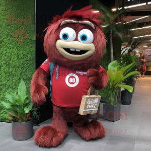 Maroon Pho mascot costume character dressed with a Cargo Shorts and Hairpins