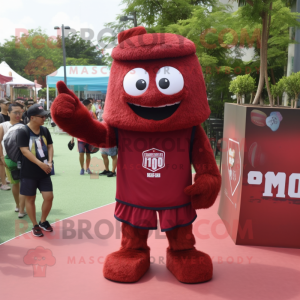 Maroon Pho mascot costume character dressed with a Cargo Shorts and Hairpins