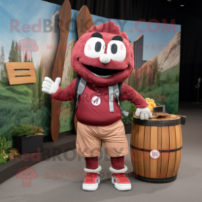 Maroon Pho mascot costume character dressed with a Cargo Shorts and Hairpins