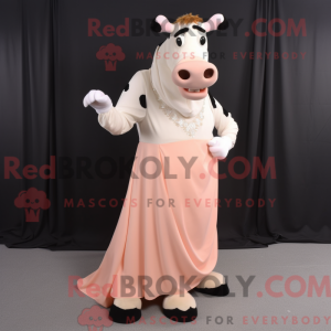 Peach Holstein Cow maskot...
