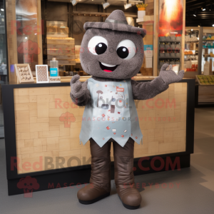 Gray Chocolate Bar mascot costume character dressed with a Bermuda Shorts and Necklaces