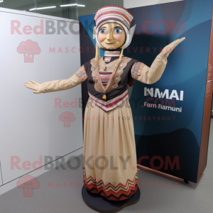 nan Acrobat mascot costume character dressed with a Empire Waist Dress and Foot pads