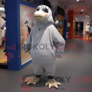 Sølv Penguin maskot kostyme...