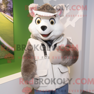 Hvit tvättbjörn maskot...