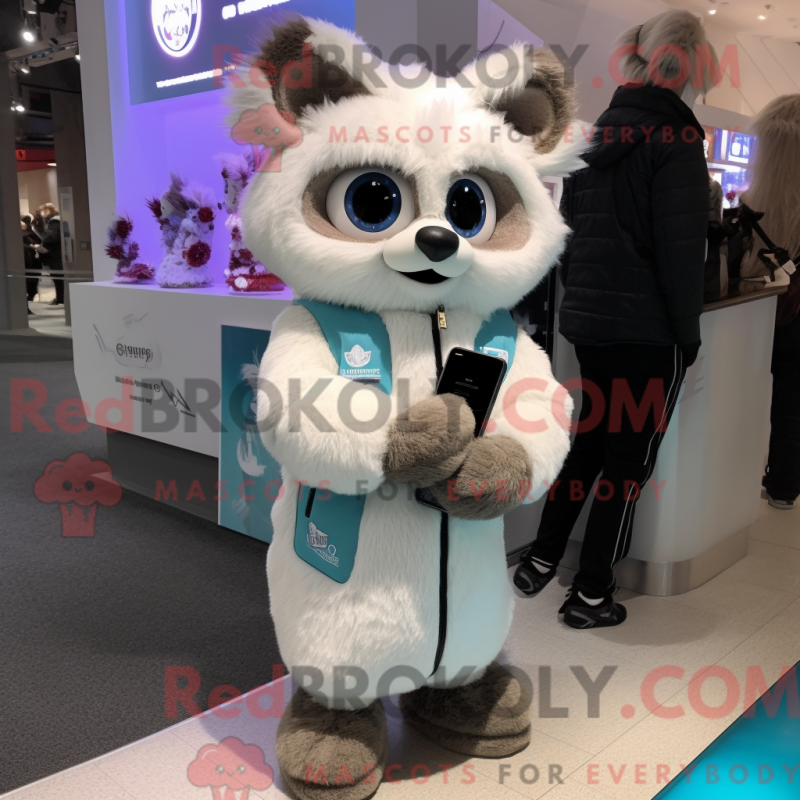 Hvit vaskebjørn máscara de carater drástico com parca e luer - Mascotes guaxinim - REBROKO_355786 - RedBrokoly.com