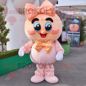 Peach Candy mascot costume character dressed with a Cargo Pants and Bow ties