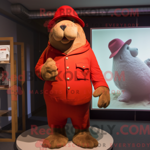Red Walrus maskot kostyme...