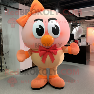 Peach Candy mascot costume character dressed with a Cargo Pants and Bow ties