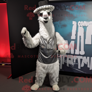 Sølv lama maskot kostume...