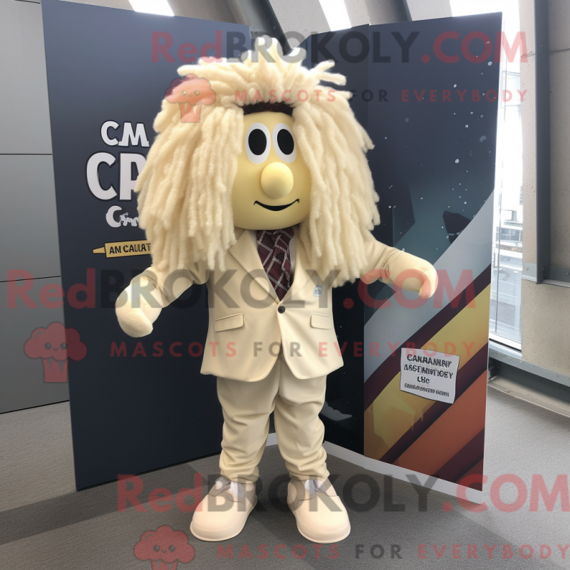 Fantasia de mascote Commando bege com blazer e presilhas de cabelo - Mascotes do Para Commando - REBROKO_355840 - RedBrokoly.com