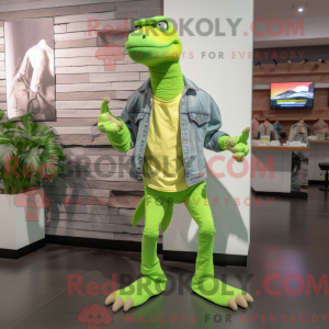 Limegrøn Deinonychus maskot...