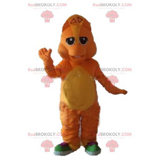 Mascotte de dragon orange et jaune - Redbrokoly.com
