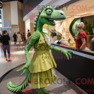 Grøn Velociraptor maskot...