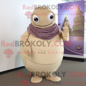Beige pruim mascottekostuum...