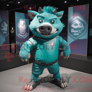 Teal Wild Boar mascot...