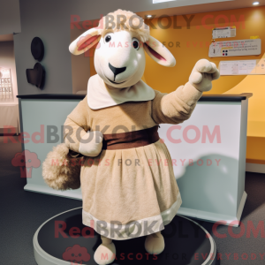 Tan Sheep mascottekostuum...